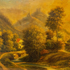 The Valley Road | Signed Vera | Vintage Landscape Oil Painting | Ornate Gold Frame | 20.1×16.1in