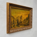 The Valley Road | Signed Vera | Vintage Landscape Oil Painting | Ornate Gold Frame | 20.1×16.1in