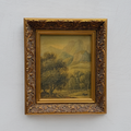 Vintage European Landscape Oil Painting, Mountain Valley Scenery Artwork with Gold Frame 31 × 36 cm