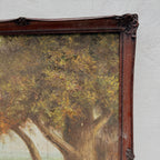 By the Still Water | Vintage Pastoral Landscape Oil Painting | Dark Wood Frame | 20.1×26.4in
