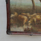 By the Still Water | Vintage Pastoral Landscape Oil Painting | Dark Wood Frame | 20.1×26.4in