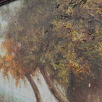 By the Still Water | Vintage Pastoral Landscape Oil Painting | Dark Wood Frame | 20.1×26.4in