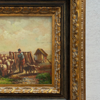 Original Vintage Sheep Farm Oil Painting, Rural Landscape Wall Art in Ornate Frame