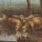 By the Still Water | Vintage Pastoral Landscape Oil Painting | Dark Wood Frame | 20.1×26.4in