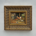 Original Farmhouse Goats Hand-Painted Oil Painting in Heavy Ornate Grapevine Gold Frame   ( with Frame 50 x 45 cm )