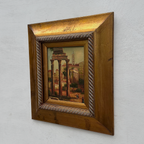 Original Vintage Roman Ruins Oil Painting, Classical European Architecture Art in Gold Frame