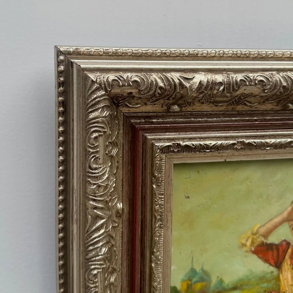 Ladies in the Meadow | Vintage Figure Oil Painting | Ornate Frame | 18.9×22.8in - Vintage Oil Painting - Arden Gallery