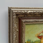 Ladies in the Meadow | Vintage Figure Oil Painting | Ornate Frame | 18.9×22.8in - Vintage Oil Painting - Arden Gallery