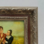 Ladies in the Meadow | Vintage Figure Oil Painting | Ornate Frame | 18.9×22.8in - Vintage Oil Painting - Arden Gallery