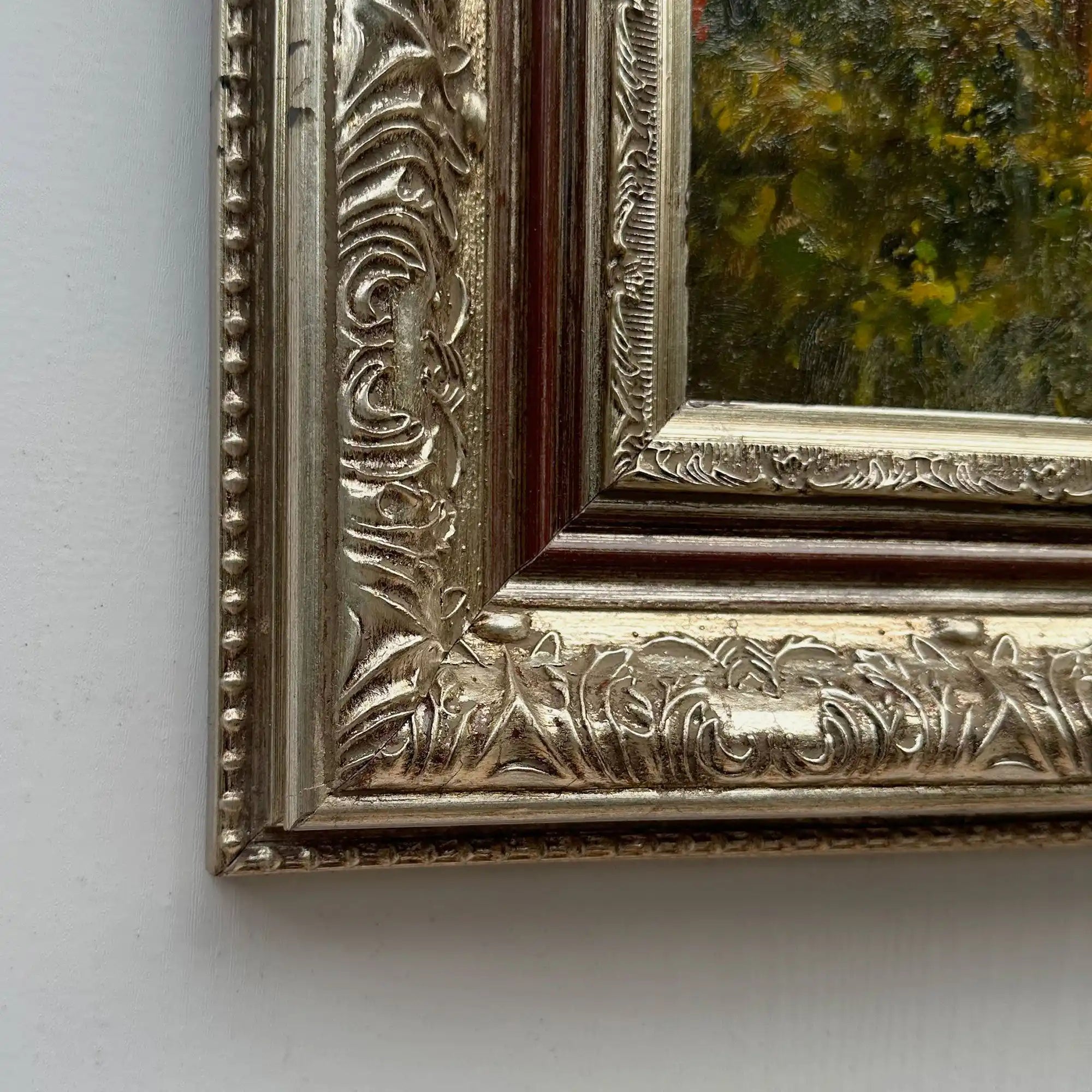 Ladies in the Meadow | Vintage Figure Oil Painting | Ornate Frame | 18.9×22.8in - Vintage Oil Painting - Arden Gallery