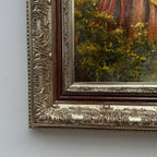Ladies in the Meadow | Vintage Figure Oil Painting | Ornate Frame | 18.9×22.8in - Vintage Oil Painting - Arden Gallery