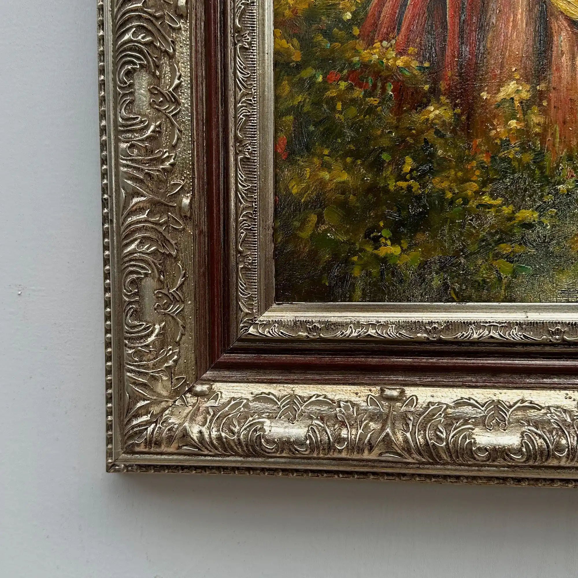 Ladies in the Meadow | Vintage Figure Oil Painting | Ornate Frame | 18.9×22.8in - Vintage Oil Painting - Arden Gallery