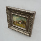 Old World Hunting Oil Painting, Rustic Framed Countryside Wall Art 44.5x39.5cm - Vintage Oil Painting - Arden Gallery