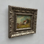 Old World Hunting Oil Painting, Rustic Framed Countryside Wall Art 44.5x39.5cm - Vintage Oil Painting - Arden Gallery
