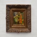 Original Belle Epoque Ladies Walking Dogs Hand-Painted Oil Painting in Heavy Baroque Gold Frame - Vintage Oil Painting - Arden Gallery