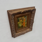 Original Belle Epoque Ladies Walking Dogs Hand-Painted Oil Painting in Heavy Baroque Gold Frame - Vintage Oil Painting - Arden Gallery