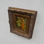 Original Belle Epoque Ladies Walking Dogs Hand-Painted Oil Painting in Heavy Baroque Gold Frame - Vintage Oil Painting - Arden Gallery