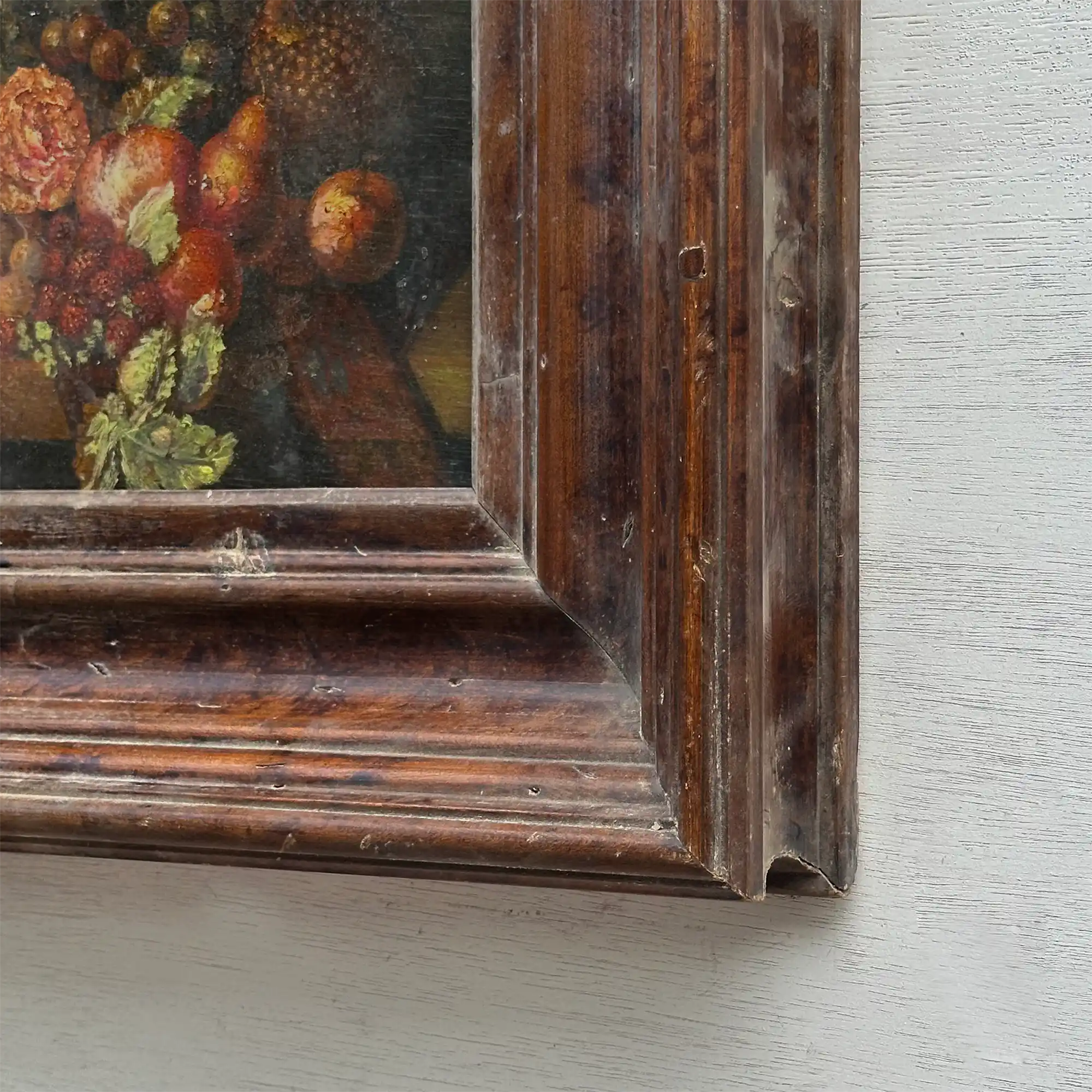 Original Classical Fruit Still Life Hand-Painted Oil Painting in Heavy Dark Wood Frame  (with Frame 43 x 38 cm) - Vintage Oil Painting - Arden Gallery