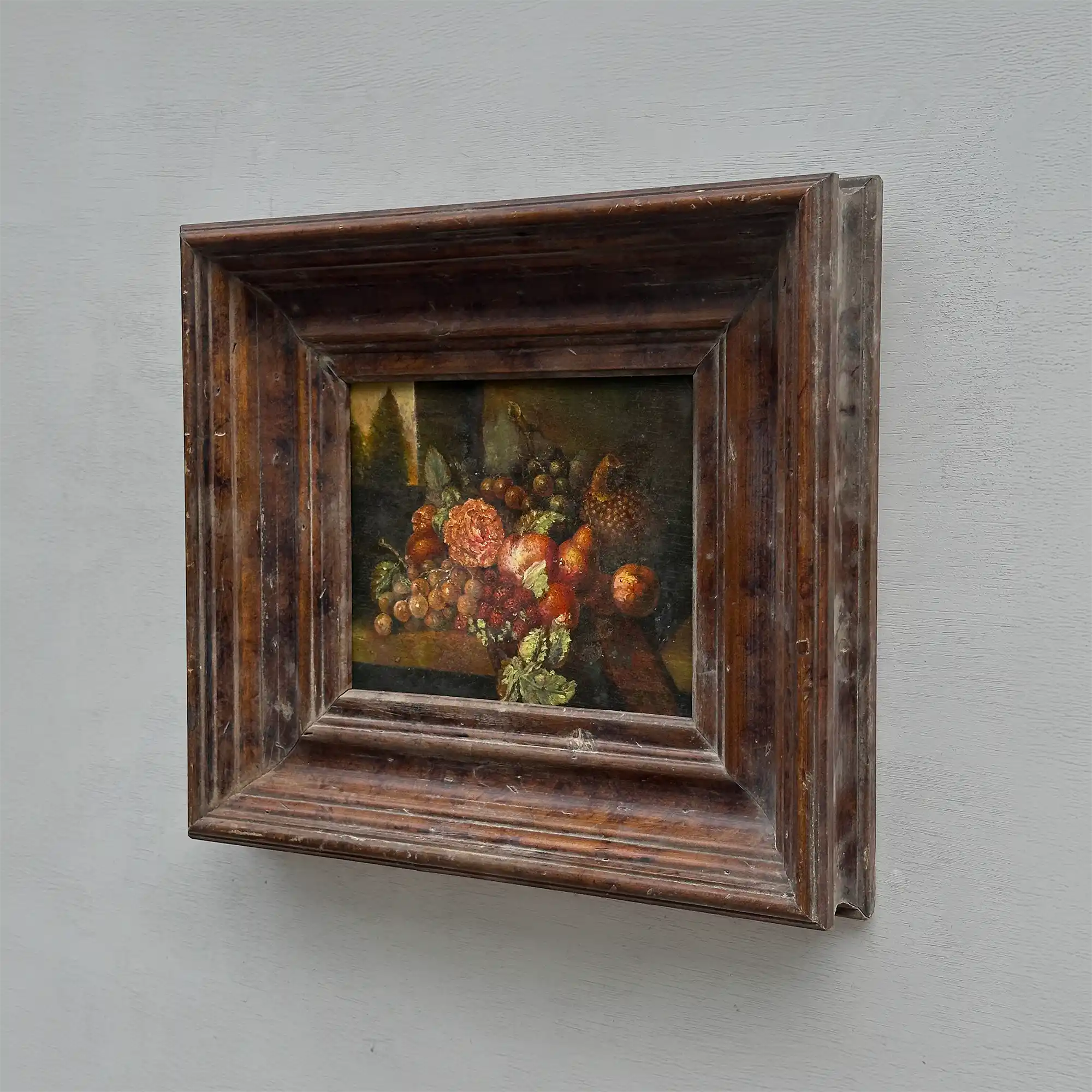 Original Classical Fruit Still Life Hand-Painted Oil Painting in Heavy Dark Wood Frame  (with Frame 43 x 38 cm) - Vintage Oil Painting - Arden Gallery