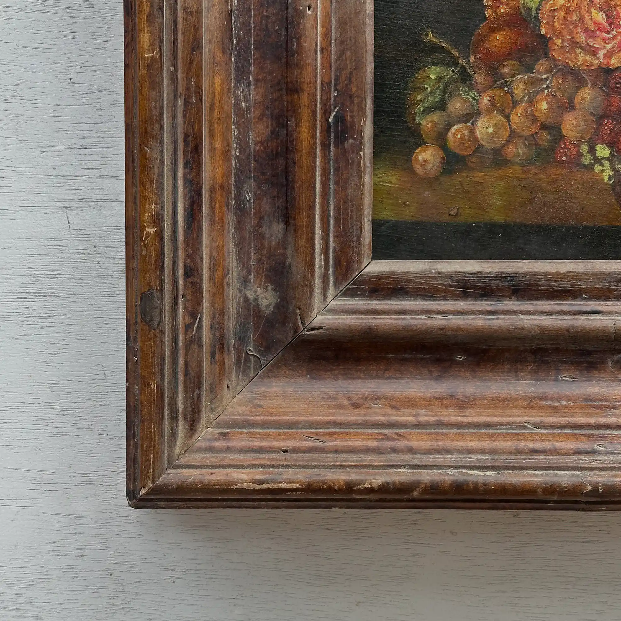 Original Classical Fruit Still Life Hand-Painted Oil Painting in Heavy Dark Wood Frame  (with Frame 43 x 38 cm) - Vintage Oil Painting - Arden Gallery