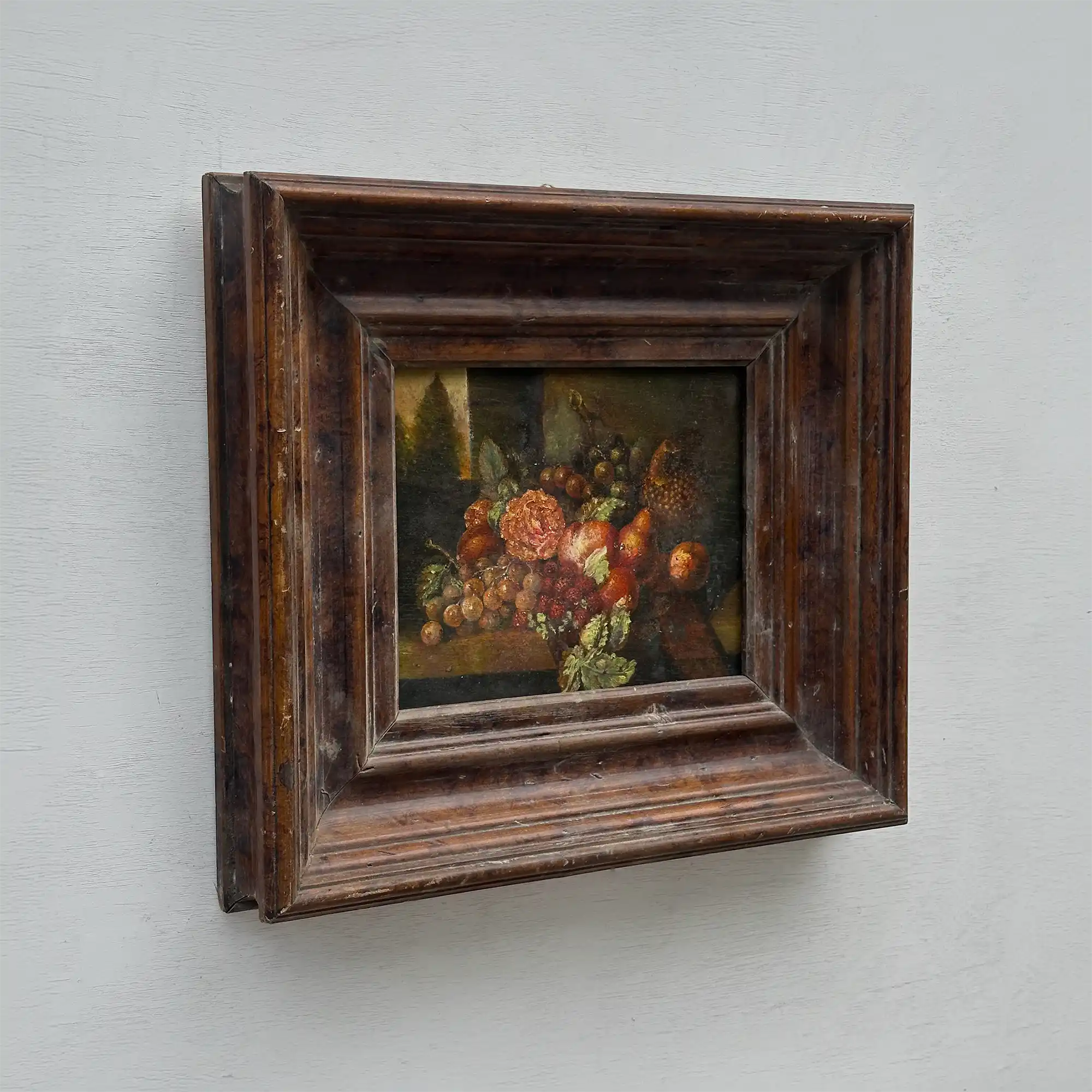 Original Classical Fruit Still Life Hand-Painted Oil Painting in Heavy Dark Wood Frame  (with Frame 43 x 38 cm) - Vintage Oil Painting - Arden Gallery