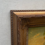 Original European Landscape Painting, Oil on Wood Board in Fine Ornate Frame, One of a Kind Vintage Artwork 14.57×16.54in - Vintage Oil Painting - Arden Gallery
