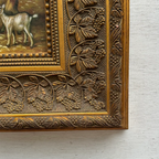 Original Farmhouse Goats Hand-Painted Oil Painting in Heavy Ornate Grapevine Gold Frame   ( with Frame 50 x 45 cm ) - Vintage Oil Painting - Arden Gallery