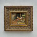 Original Farmhouse Goats Hand-Painted Oil Painting in Heavy Ornate Grapevine Gold Frame   ( with Frame 50 x 45 cm ) - Vintage Oil Painting - Arden Gallery