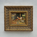 Original Farmhouse Goats Hand-Painted Oil Painting in Heavy Ornate Grapevine Gold Frame   ( with Frame 50 x 45 cm ) - Vintage Oil Painting - Arden Gallery
