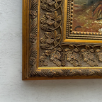 Original Farmhouse Goats Hand-Painted Oil Painting in Heavy Ornate Grapevine Gold Frame   ( with Frame 50 x 45 cm ) - Vintage Oil Painting - Arden Gallery