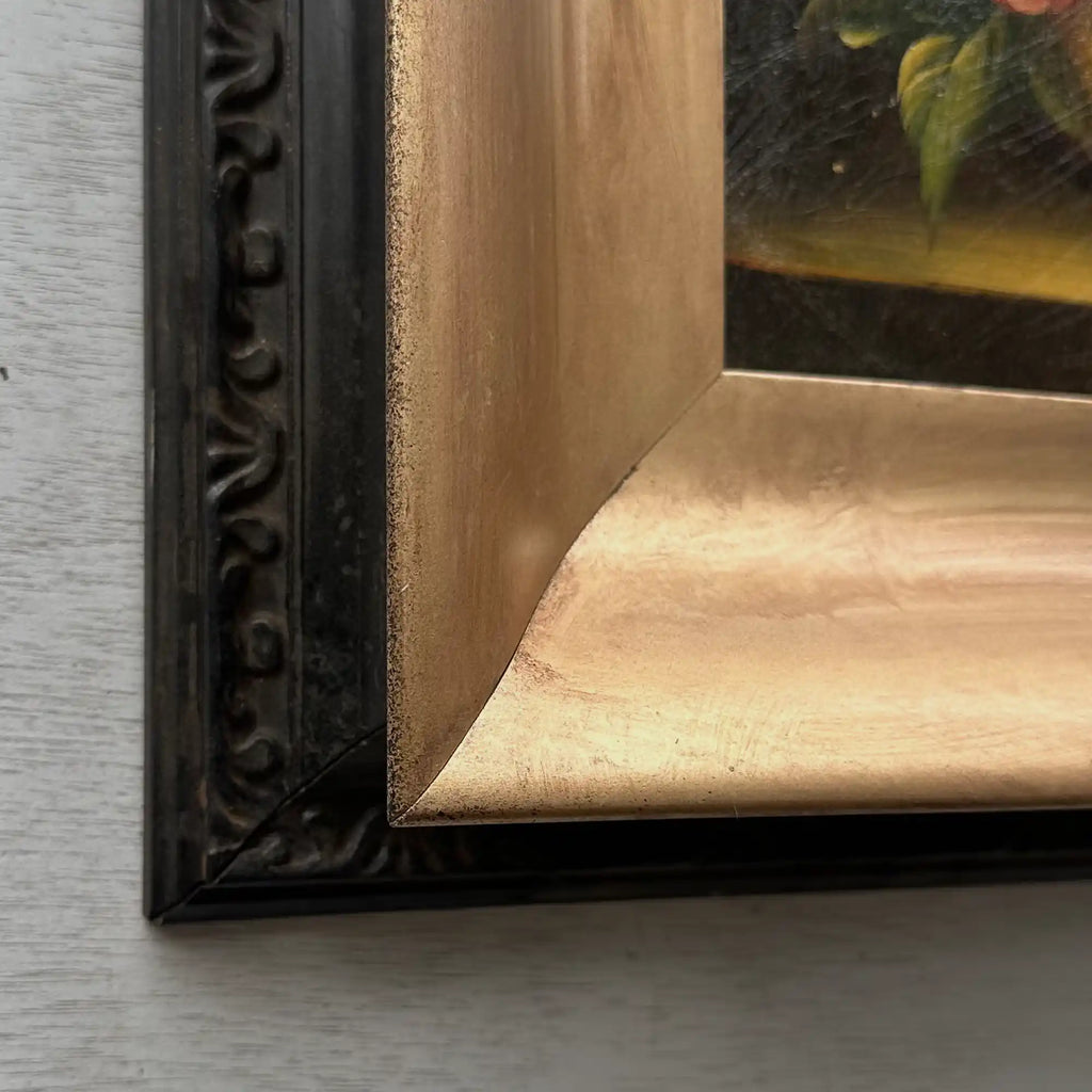 Original Framed Classical Floral Still Life Oil Painting, Vintage Flower Bouquet Art  (with Frame 37 x 42 cm ) - Vintage Oil Painting - Arden Gallery
