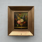 Original Framed Classical Floral Still Life Oil Painting, Vintage Flower Bouquet Art  (with Frame 37 x 42 cm ) - Vintage Oil Painting - Arden Gallery