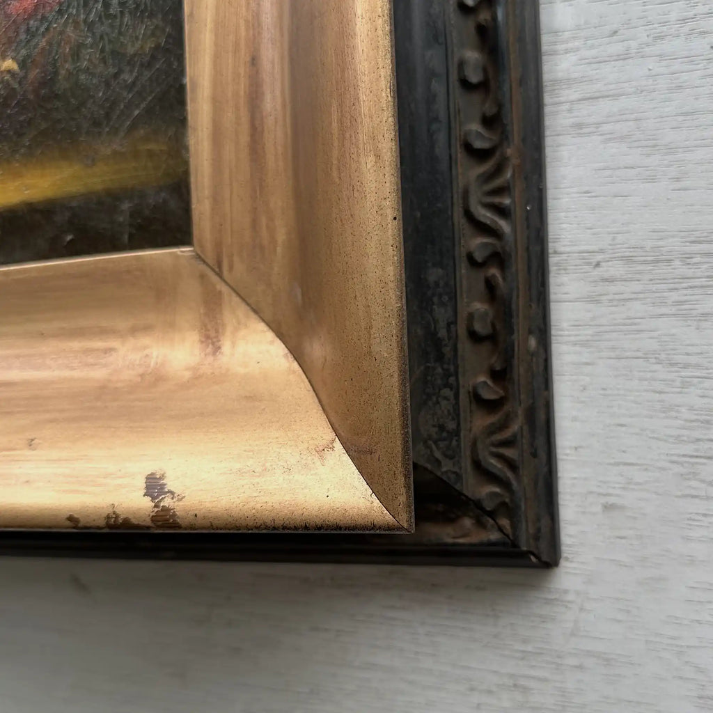 Original Framed Classical Floral Still Life Oil Painting, Vintage Flower Bouquet Art  (with Frame 37 x 42 cm ) - Vintage Oil Painting - Arden Gallery