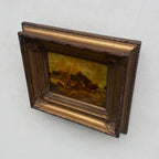 Original Framed Vintage Countryside Landscape Oil Painting, European Farmhouse and Horse Scene - Vintage Oil Painting - Arden Gallery