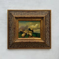 Original Framed Vintage Pastoral Sheep Oil Painting, European Countryside Landscape Art ( with Frame 42.5 x 47.5 cm ) - Vintage Oil Painting - Arden Gallery