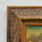 Original Framed Vintage Pastoral Sheep Oil Painting, European Countryside Landscape Art ( with Frame 42.5 x 47.5 cm ) - Vintage Oil Painting - Arden Gallery