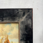 Original Framed Vintage Tall Ship Oil Painting, Maritime Seascape and Sailing Vessel Art - Vintage Oil Painting - Arden Gallery