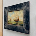 Original Framed Vintage Tall Ship Oil Painting, Maritime Seascape and Sailing Vessel Art - Vintage Oil Painting - Arden Gallery