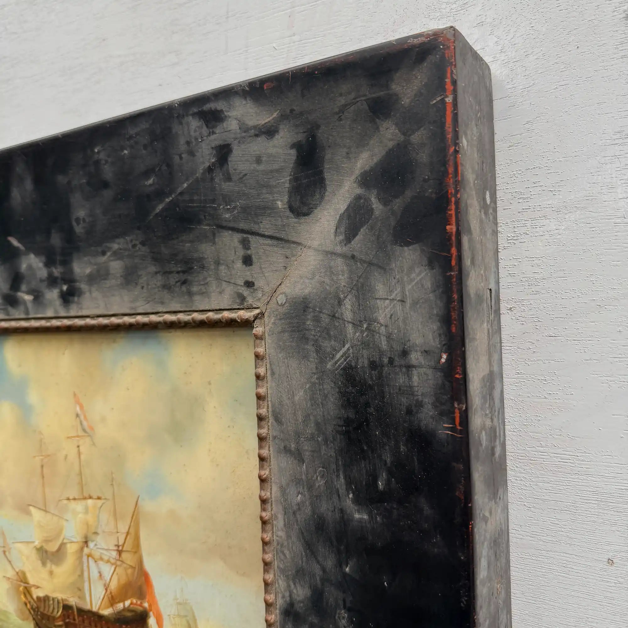 Original Framed Vintage Tall Ship Oil Painting, Maritime Seascape and Sailing Vessel Art - Vintage Oil Painting - Arden Gallery