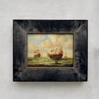 Original Framed Vintage Tall Ship Oil Painting, Maritime Seascape and Sailing Vessel Art - Vintage Oil Painting - Arden Gallery