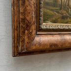 Original Hand-Painted Classical Pastoral Landscape Oil Painting in Heavy Broad Burlwood Style Frame - Vintage Oil Painting - Arden Gallery