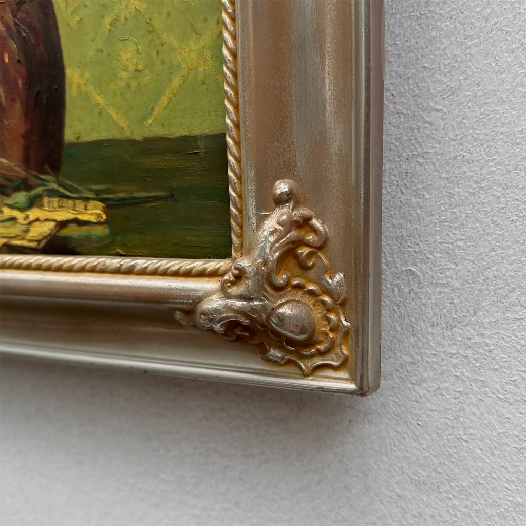 Original Hand-Painted French Vintage Carnation Still Life Oil Painting, 40x49cm - Vintage Oil Painting - Arden Gallery