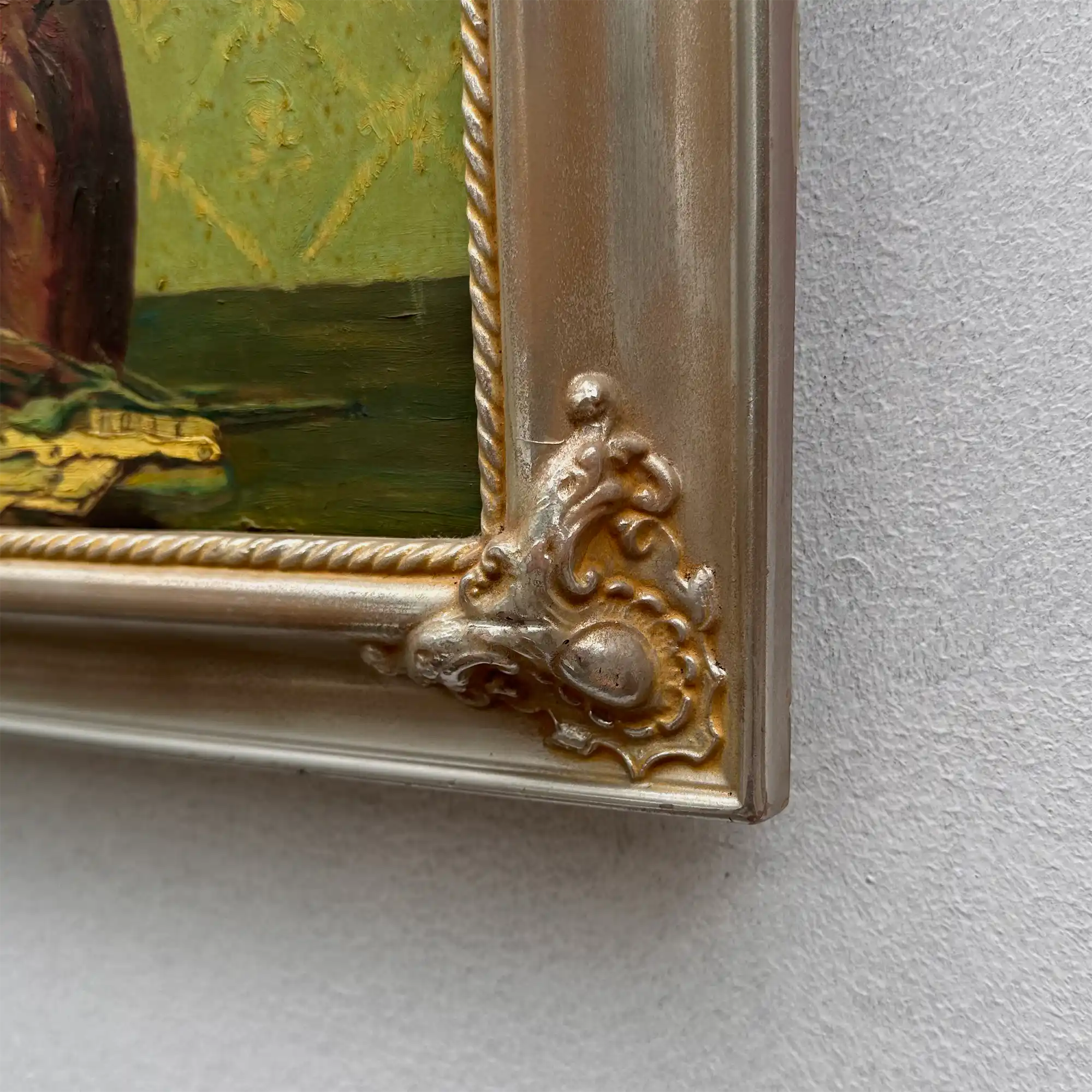 Original Hand-Painted French Vintage Carnation Still Life Oil Painting, 40x49cm - Vintage Oil Painting - Arden Gallery