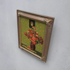 Original Hand-Painted French Vintage Carnation Still Life Oil Painting, 40x49cm - Vintage Oil Painting - Arden Gallery
