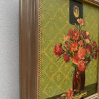 Original Hand-Painted French Vintage Carnation Still Life Oil Painting, 40x49cm - Vintage Oil Painting - Arden Gallery