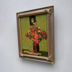 Original Hand-Painted French Vintage Carnation Still Life Oil Painting, 40x49cm - Vintage Oil Painting - Arden Gallery
