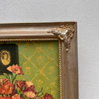 Original Hand-Painted French Vintage Carnation Still Life Oil Painting, 40x49cm - Vintage Oil Painting - Arden Gallery