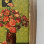 Original Hand-Painted French Vintage Carnation Still Life Oil Painting, 40x49cm - Vintage Oil Painting - Arden Gallery