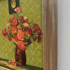 Original Hand-Painted French Vintage Carnation Still Life Oil Painting, 40x49cm - Vintage Oil Painting - Arden Gallery