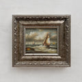 Original Hand-Painted Maritime Sailboat Seascape Oil Painting in Heavy Ornate Silver Frame (with Frame 42 × 37 cm) - Vintage Oil Painting - Arden Gallery
